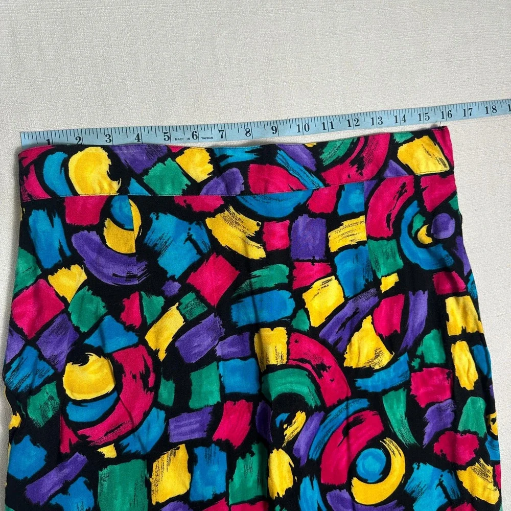 VTG Maggie Lawrence Skirt Womens 10 Multicolor Abstract Midi USA